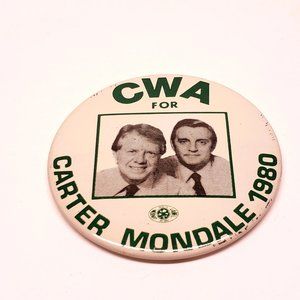 CWA for Jimmy Carter Mondale 1980 Campaign Pin Button Political President 2"